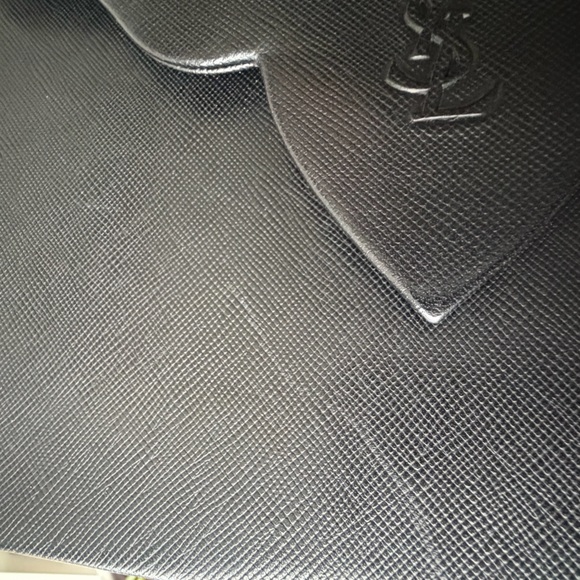 Yves Saint Laurent Black Leather Envelope Clutch - Vintage - Picture 9 of 13